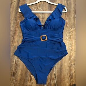 Women’s Blue Ruffled Swimsuit